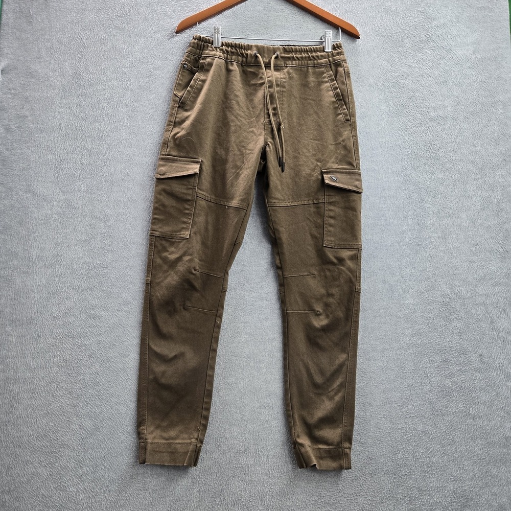 Stone Falcon Men Pants S Brown Cargo Twill Jogger 27" Inseam